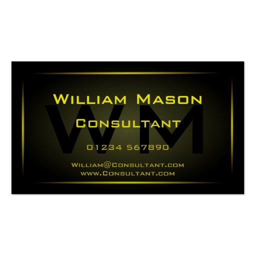 Black Framed Monogram Professional - Business Card (front side)