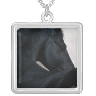 Black Freisian Horse necklace