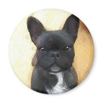 Black French Bulldog art magnet