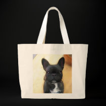 Black French Bulldog art tote bag