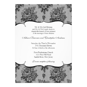 Black French Lace Wedding Invitation
