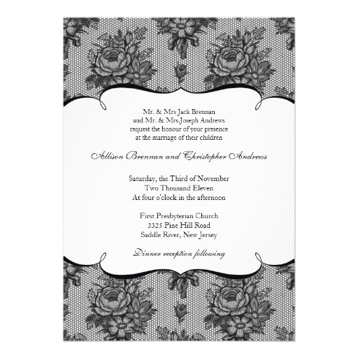 Black French Lace Wedding Invitation