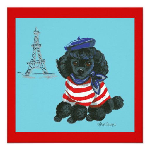 Black French Poodle Puppy Dog Invitation