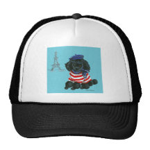 Black French Poodle Puppy Dog Mesh Hat
