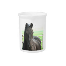 Black Friesian Horse Pitcher