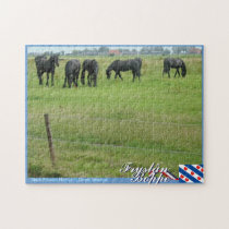 Black Friesian Horses Fryslân Boppe Jigsaw Puzzle