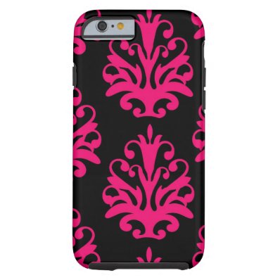 Black Fuchsia Pink Bold Damask Pattern iPhone 6 Case