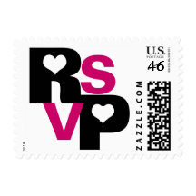 Black & Fuchsia "RSVP" Postage Stamps