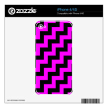 Black & Fuchsia StairStep Pattern, Diagonal Zigzag Skin For iPhone 4S