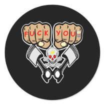 Black Fuck You Fists Pistons Skulls stickers