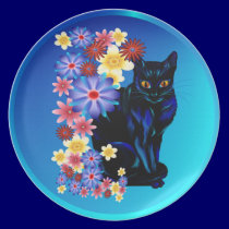Black Garden Kitty plates