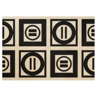 Black Geometric Equal Sign Pattern Wood Poster