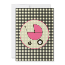 Black Gingham Baby Shower Invitation