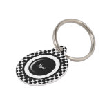 Black glass button dot design pet ID tag