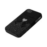 Black Glitter & Diamond Heart iPhone 4/4S Case Tough Iphone 4 Case