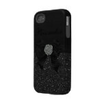 Black Glitter & Diamond Rose iPhone 4/4S Case Iphone 4 Tough Case