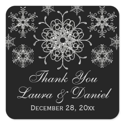 Black, Glitter LOOK Snowflake Wedding Sticker