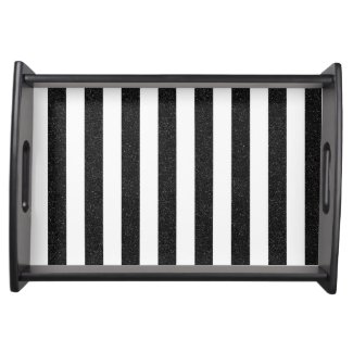 Black glitter stripes tray serving platters