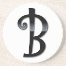 Black Gloss Monogram - B Beverage Coaster