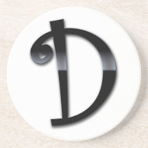 Black Gloss Monogram - D Drink Coaster