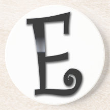Black Gloss Monogram - E Beverage Coaster
