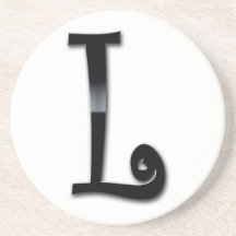 Black Gloss Monogram - L Beverage Coaster