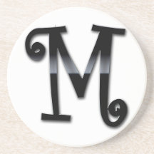 Black Gloss Monogram - M Beverage Coaster