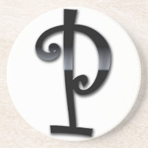 Black Gloss Monogram - P Beverage Coaster