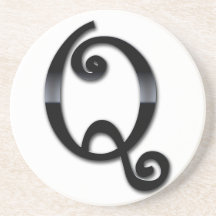 Black Gloss Monogram - Q Drink Coasters