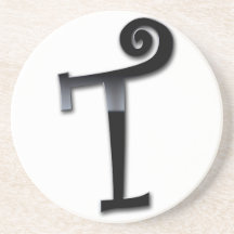 Black Gloss Monogram - T Beverage Coaster