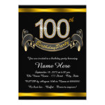 Black Gold 100th Birthday Party Card