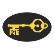 Black & Gold 21st Birthday Party Key Oval Sticker