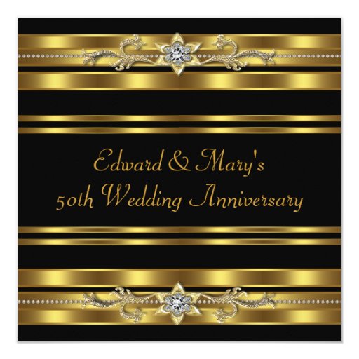 black gold 50th wedding anniversary card zazzle black anniversary cards