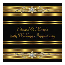 Black Gold 50th Wedding Anniversary Personalized Invite