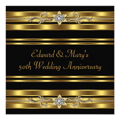 Black Gold 50th Wedding Anniversary Personalized Invite