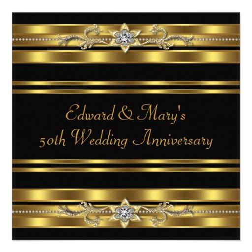 Black Gold 50th Wedding Anniversary Personalized Invite