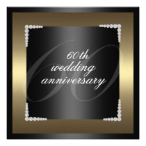 Black & Gold 60th wedding anniversary Invitation invitations