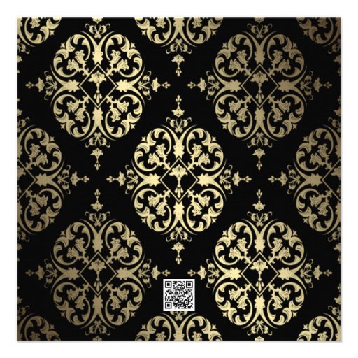 Black Gold and Blue Damask Baby Boy Shower Custom Invitations