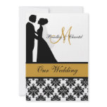 Black, Gold, and White Wedding Couple Invitation
