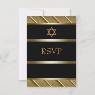 Black Gold Bar Mitzvah Invitation RSVP by InvitationCentral