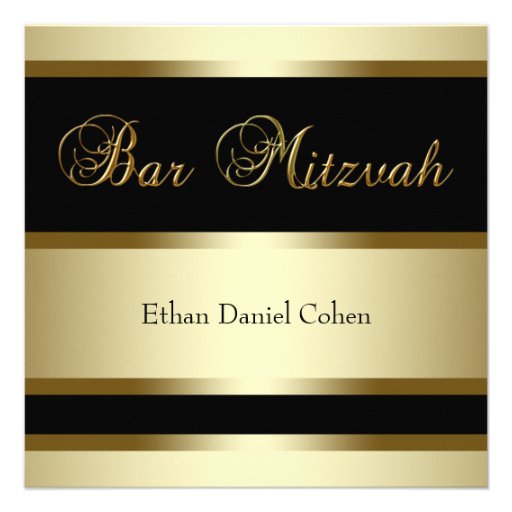 Black Gold Bar Mitzvah Invitations