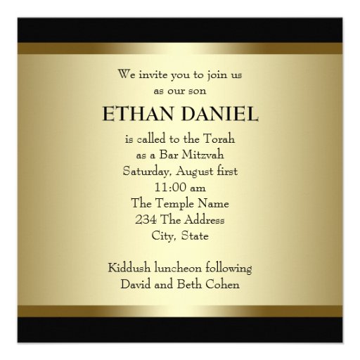 Black Gold Bar Mitzvah Invitations