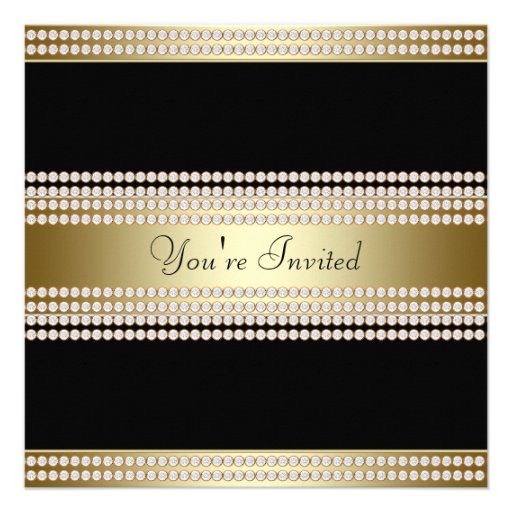 Black Gold Black Tie Party Corporate Party Personalized Invites