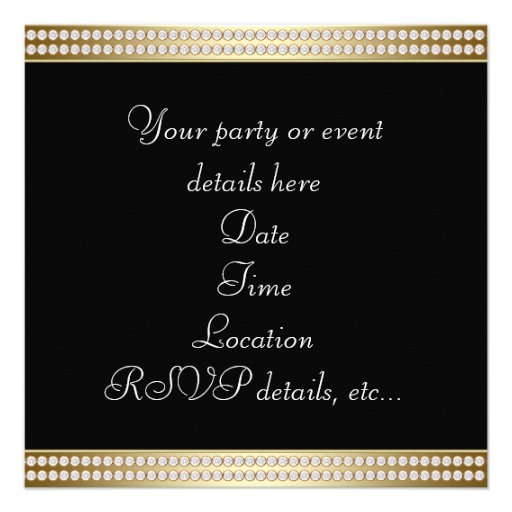 Black Gold Black Tie Party Corporate Party Personalized Invites