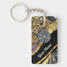 Black & gold bling acrylic key chains