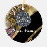 Black & gold bling christmas tree ornament