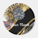 Black & gold bling fridge magnet