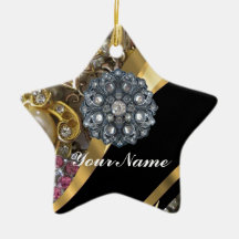 Black & gold bling ornaments