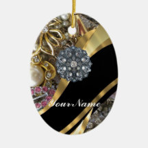 Black & gold bling ornaments
