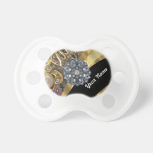 Black & gold bling pacifier